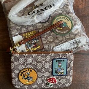 Bundle of Coach Jacquard Disney Wristlet and Kitt Messenger Crossbody Bag
